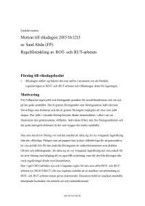 201516FP2123 Regelförenkling av ROT och RUT arbeten