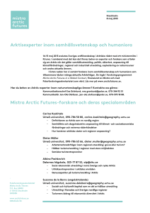 Arktisexperter inom samhällsvetenskap och humaniora Mistra Arctic