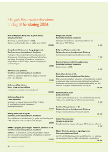 60 Hit gick Reumatikerfondens anslag till forskning 2006