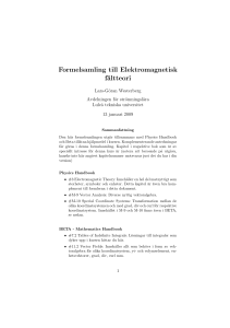 Formelsamling till Elektromagnetisk fältteori