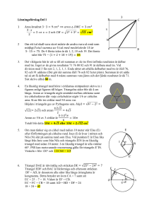 Lösningsförslag Del I 1 Area kvadrat 3 ∙ 3 = 9 cm