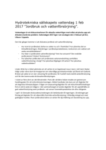 Hydrotekniska sällskapets vattendag 1 feb 2017 ”Jordbruk och