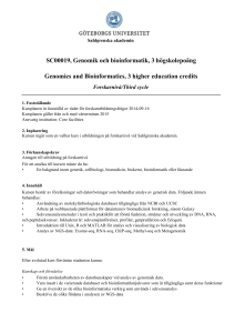 Genomik och bioinformatik, 3 hp