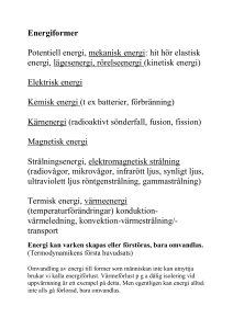 Energiformer Potentiell energi, mekanisk energi: hit hör elastisk