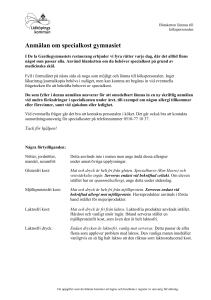 Anmälan om specialkost gymnasiet