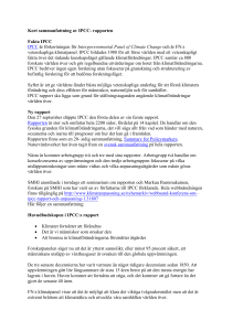 IPCC rapporten - en sammanfattning