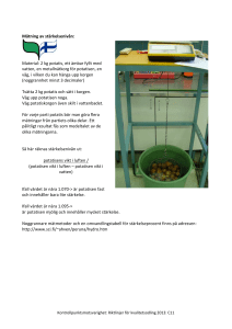 Mätning av stärkelsenivån: Material: 2 kg potatis, ett ämbar fyllt med
