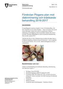 Förskolan Plogens plan mot diskriminering och