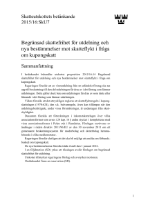 Begränsad skattefrihet för utdelning och nya bestämmelser mot