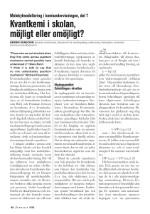 Kvantkemi i skolan, möjligt eller omöjligt?