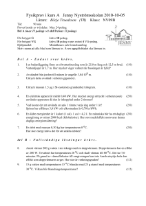 Fysikprov i kurs A Skolgymnasiet 1997-01-01
