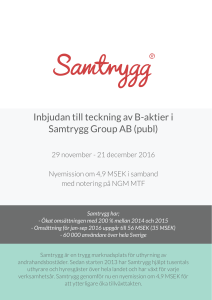 Inbjudan till teckning av B-aktier i Samtrygg Group AB (publ)