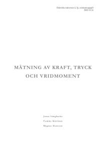 MÄTNING AV KRAFT, TRYCK OCH VRIDMOMENT