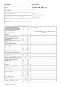 Personnummer SAVFS 1983:5 HÄLSODEKLARATION Datum