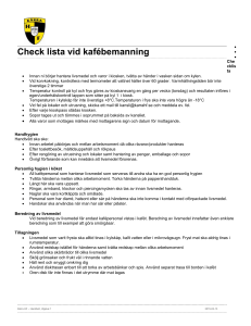 Checklista hygien för Cafébemanning