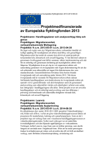 Projekt medfinansierade av Europeiska