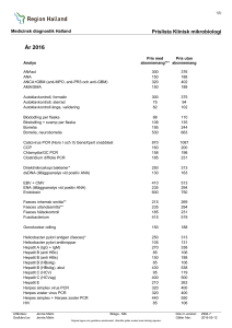 Prislista Klinisk mikrobiologi
