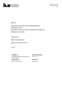 8BLG20 Laboratorievetenskap inom molekylärbiologi och