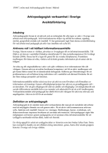 Policy för pedagogisk verksamhet vid arkiv i Sverige