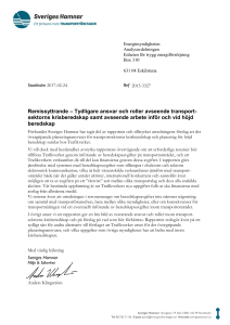 Remissyttrande – Tydligare ansvar och roller avseende transport
