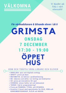 GRIMSTA öppet hus affisch