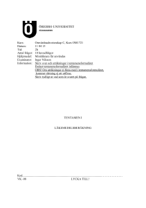 Kurs: Omvårdnadsvetenskap C, Kurs OM1721 Datum: 11 04 15 Tid