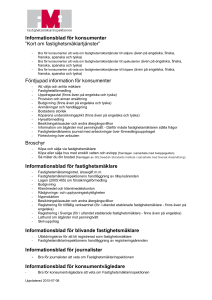Informationsblad för konsumenter ”Kort om fastighetsmäklartjänster