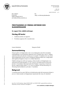 MILJÖFÖRVALTNINGEN PROVTAGNING AV