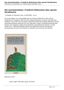 Om övermänniskan i Friedrich Nietzsches Also