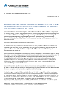 Apotekarsocietetens remissvar ang TLVs allmända råd om