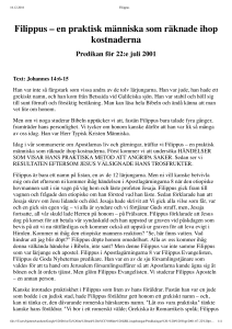 Filippus – en praktisk människa som räknade ihop kostnaderna