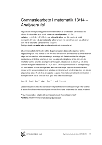 Gymnasiearbete i matematik 13/14 – Analysera tal