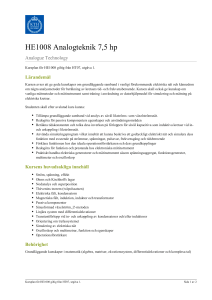 KTH | HE1008 Analogteknik 7,5 hp