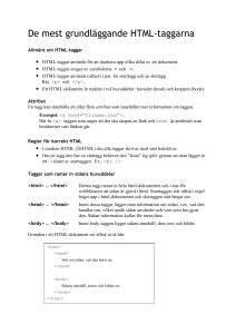 De vanligaste HTML-taggarna