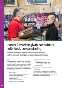 Kontroll av arbetsgivare/anordnare inför beslut om anvisning