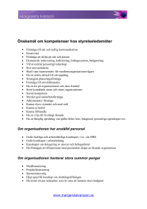 Önskemål om kompetenser hos styrelseledamöter