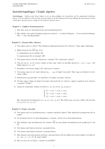 Instuderingsfrågor i Linjär algebra