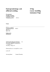 Entreprenörskap- och affärsutveckling 15 hp (varav skriftlig