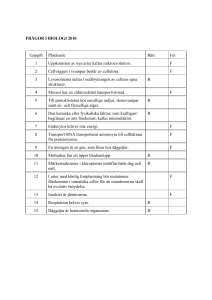 FRÅGOR I BIOLOGI 2010 Uppgift Påstående Rätt Fel 1 Uppkomsten