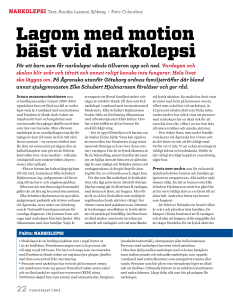 Lagom med motion bäst vid narkolepsi