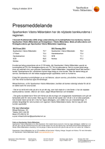 Pressmeddelande - Sparbanken Västra Mälardalen