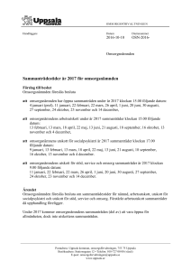 Sammanträdestider år 2017 för omsorgsnämnden