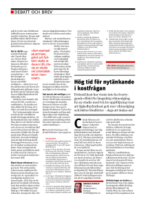 Hög tid för nytänkande i kostfrågan