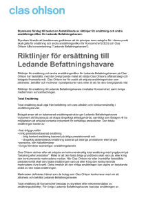 Riktlinjer för ersättning till Ledande Befattningshavare