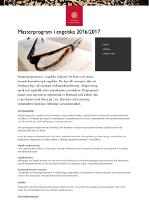 Masterprogram i engelska 2016/2017