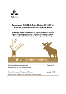 Årsrapport SYDÄLG Öster Malma 2015/2016: Rörelse, hemområden