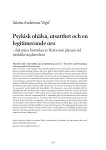 Psykisk ohälsa, utsatthet och en legitimerande oro