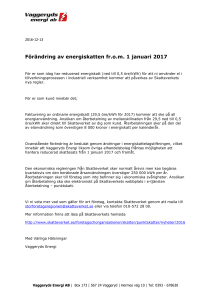 Förändring av energiskatten fr.om 1 januari 2017