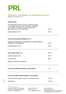 PRI Stiftelsetjänsts prislista värdepapper och finansiella instrument