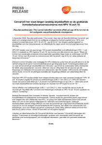 PRESSMEDDELANDE Cervarix i the Lancet 091203